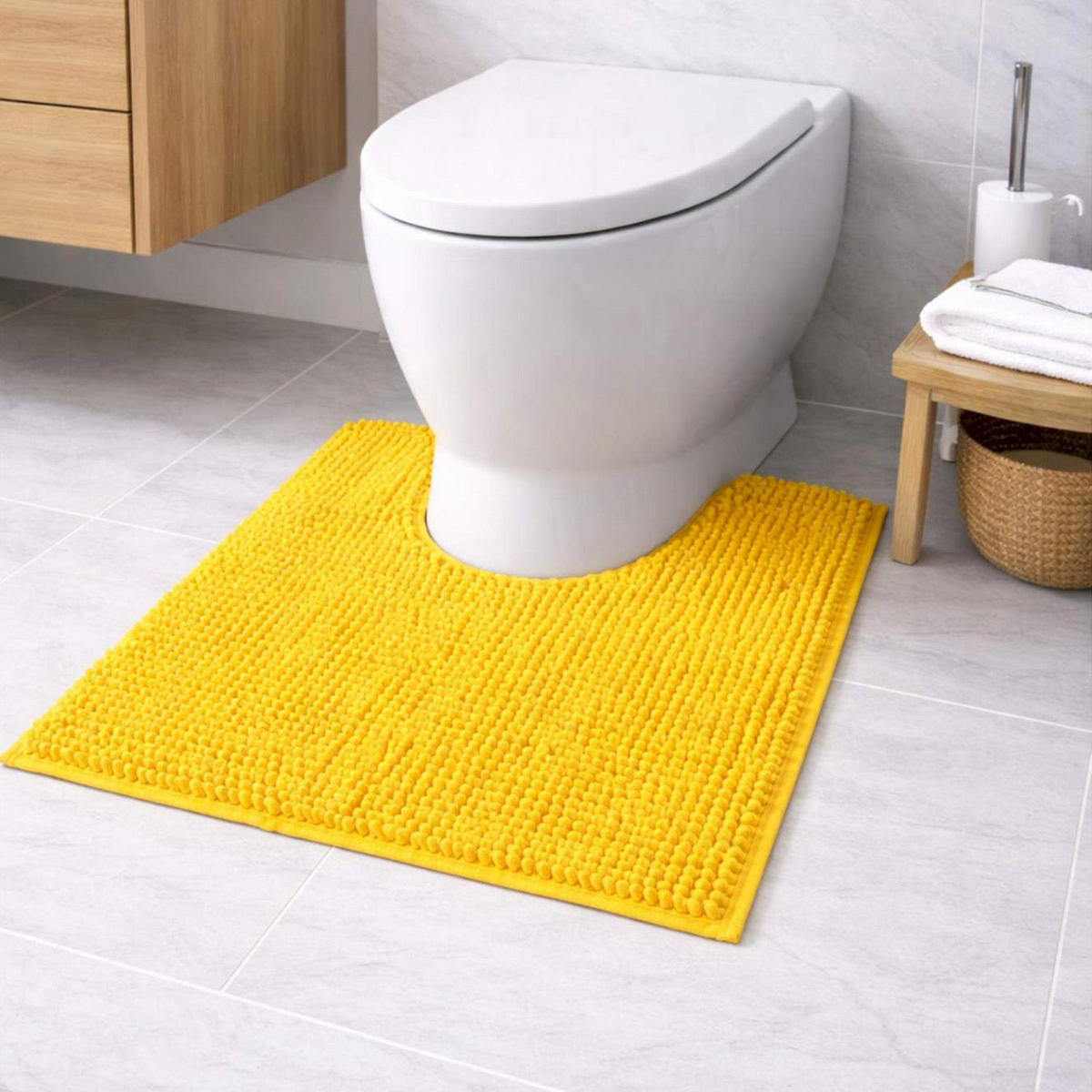 BADEMATTE MIT WC AUSCHNITT PARIS - Gelb, Textil (45/45cm) - WohnDirect