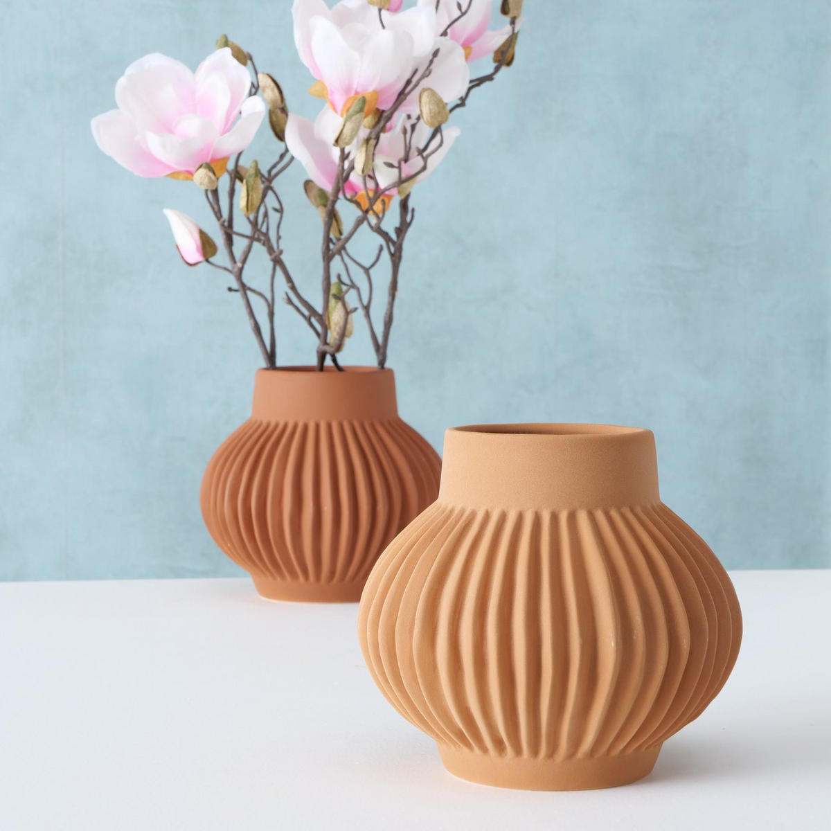 KERAMIKVASE Dekor Altena - Orange, Keramik (16cm) - Boltze Home