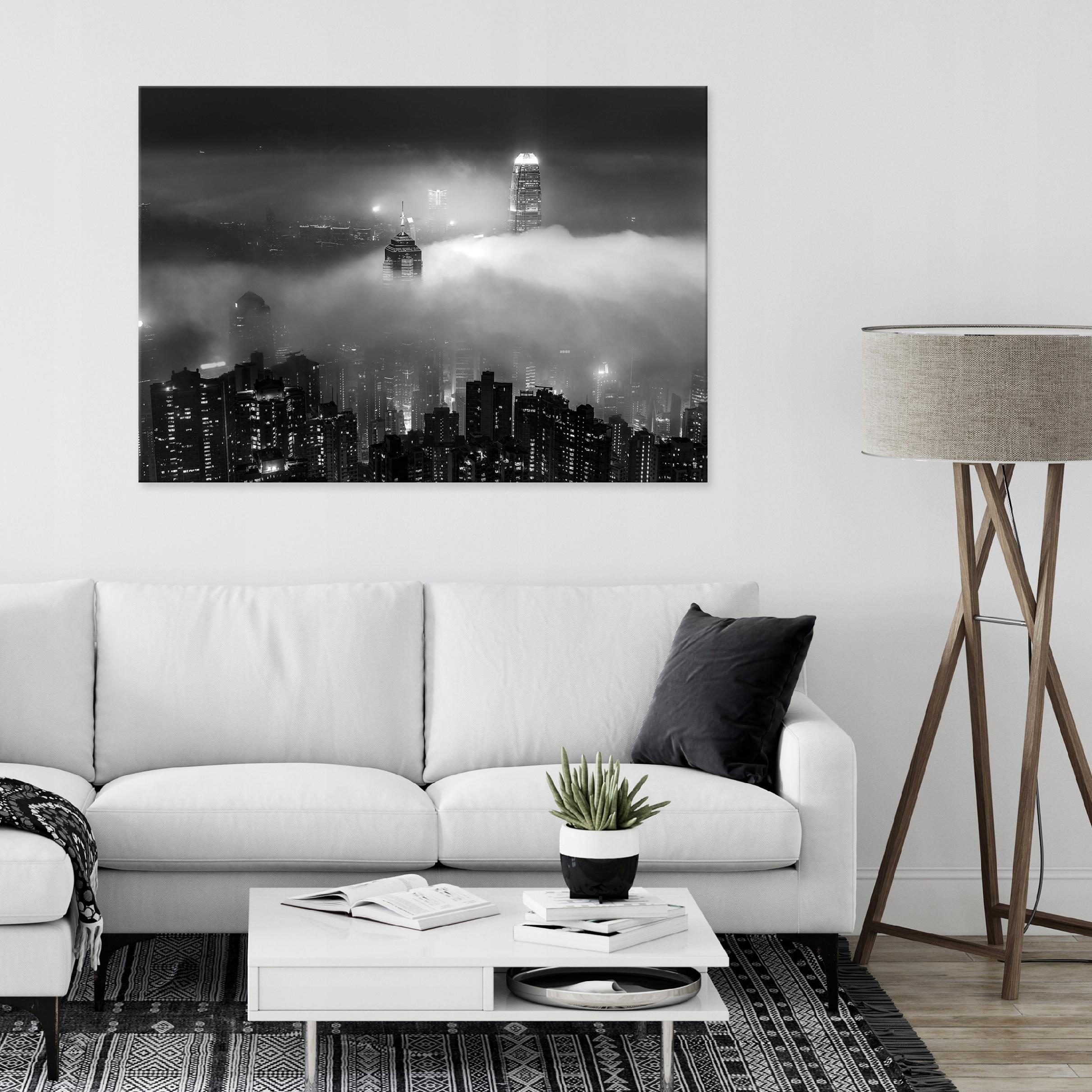 LEINWANDBILDER Stadt bei Nacht 100x70 - Multicolor, Holzwerkstoff (100/70cm) - Wallarena