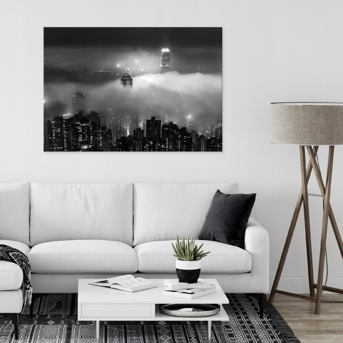 LEINWANDBILDER Stadt bei Nacht 120x80 - Multicolor, Holzwerkstoff (120/80cm) - Wallarena