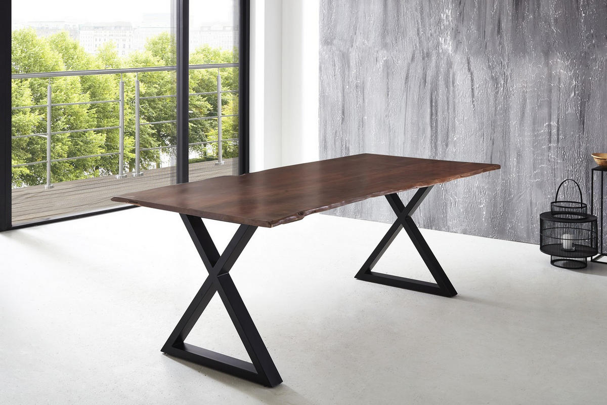 ESSTISCH LUBIN - Schwarz/Braun, Holz/Metall (100/220/77cm) - SAM