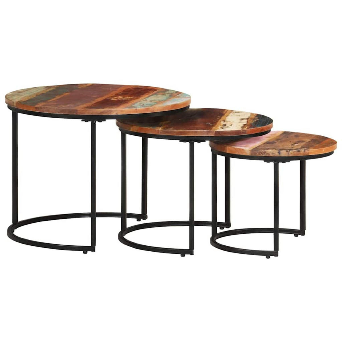 SATZTISCHE 3Er Set Altholz Massiv - Hellbraun, Holz (105/60/45cm) - vidaXL