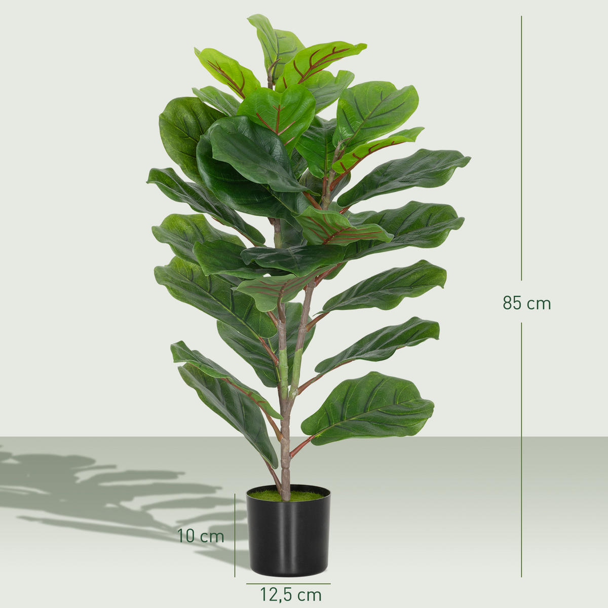 KUNSTPFLANZE 2er-Set DE-16626 80 cm, 31 Blätter, flockierte Erde Grün - Grün, Kunststoff (80cm) - ComfortXL