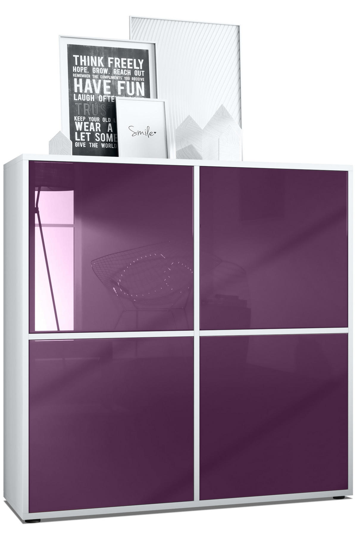 HIGHBOARD Cuba Türen in Brombeer Hochglanz - Brombeere, Holzwerkstoff (104/105.5/35.5cm) - Vladon