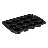 MUFFIN-BACKFORM für 12 Stück - Schwarz, Metall (24/3.8/33cm)