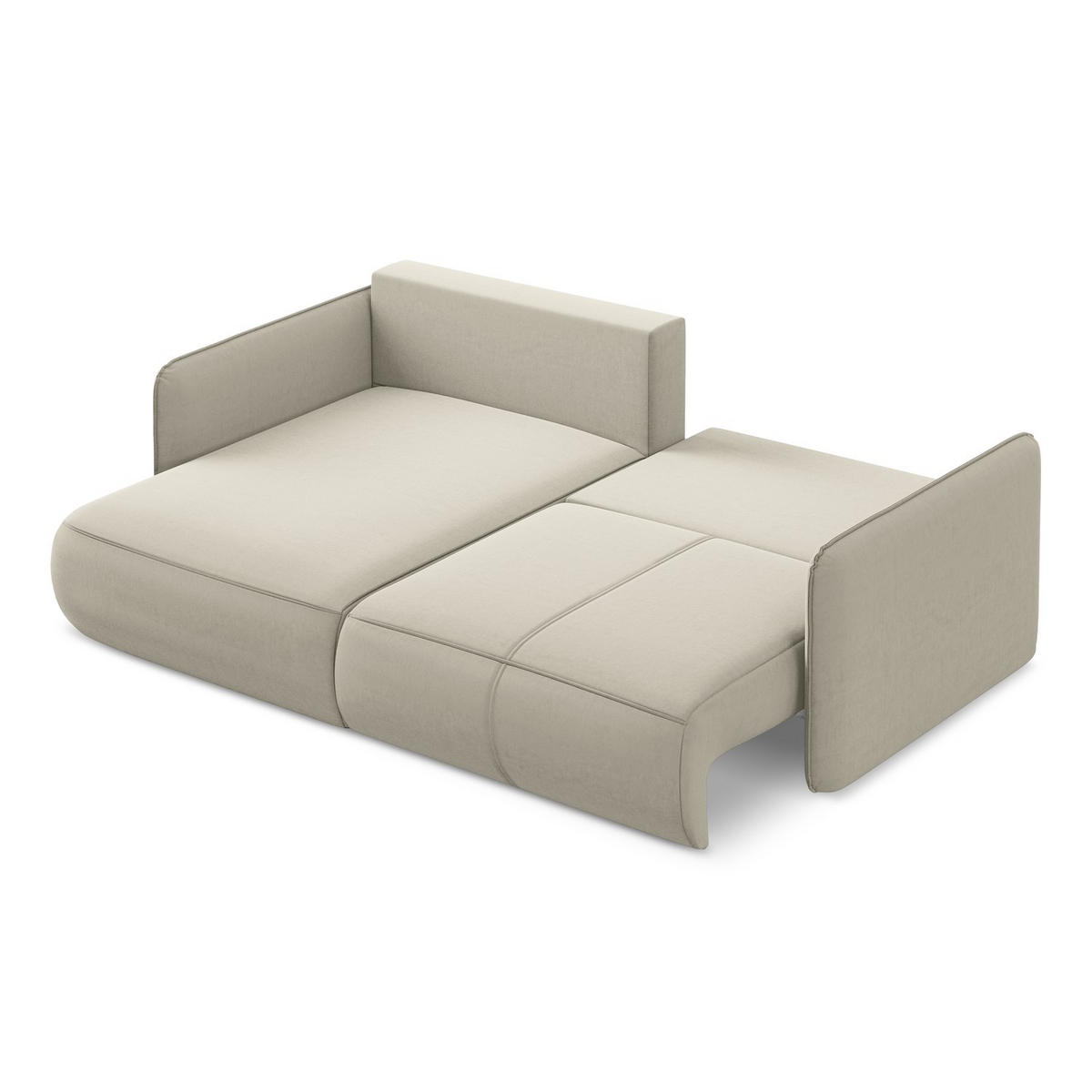 ECKSOFA mit Schlaffunktion Samt Stoff Creme - Perlmutt/Creme, Kunststoff/Textil (148/207cm) - LaMiaSofa