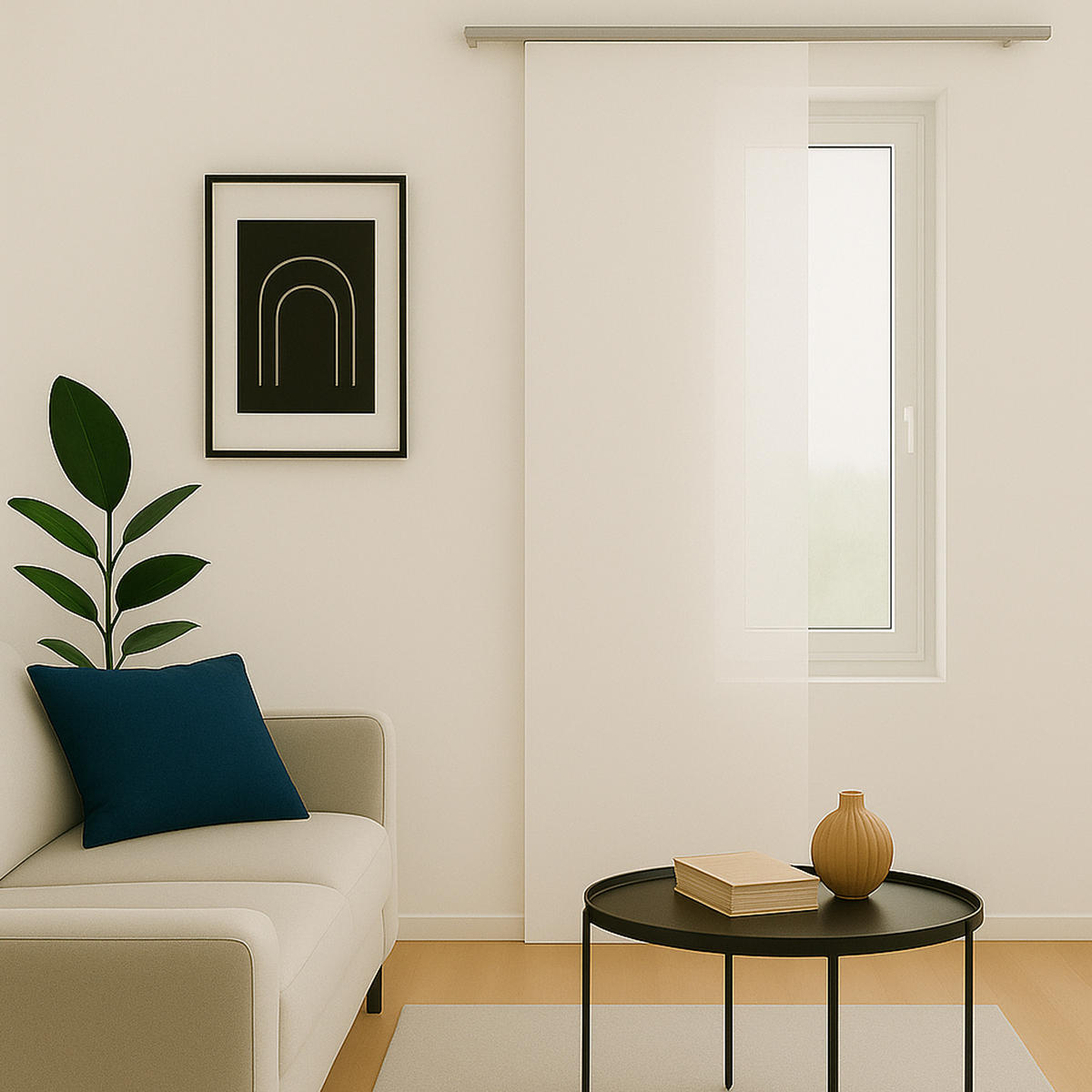 FLÄCHENVORHANG blickdicht 60x245 cm Weiß mit Technik - Weiß, Textil (60/245cm)