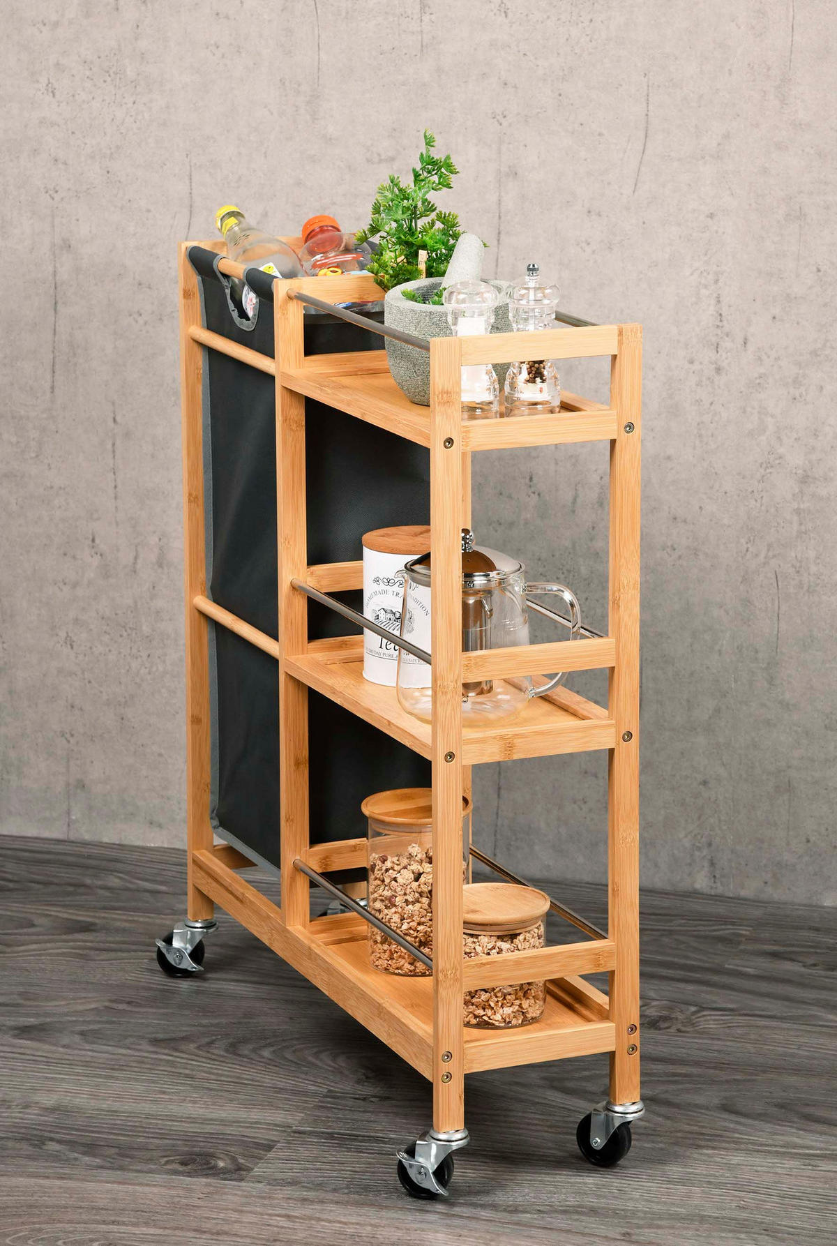 KÜCHENREGAL auf Rollen Braun 20/68/78 cm - Braun, Naturmaterialien (68/78/20cm) - Kesper