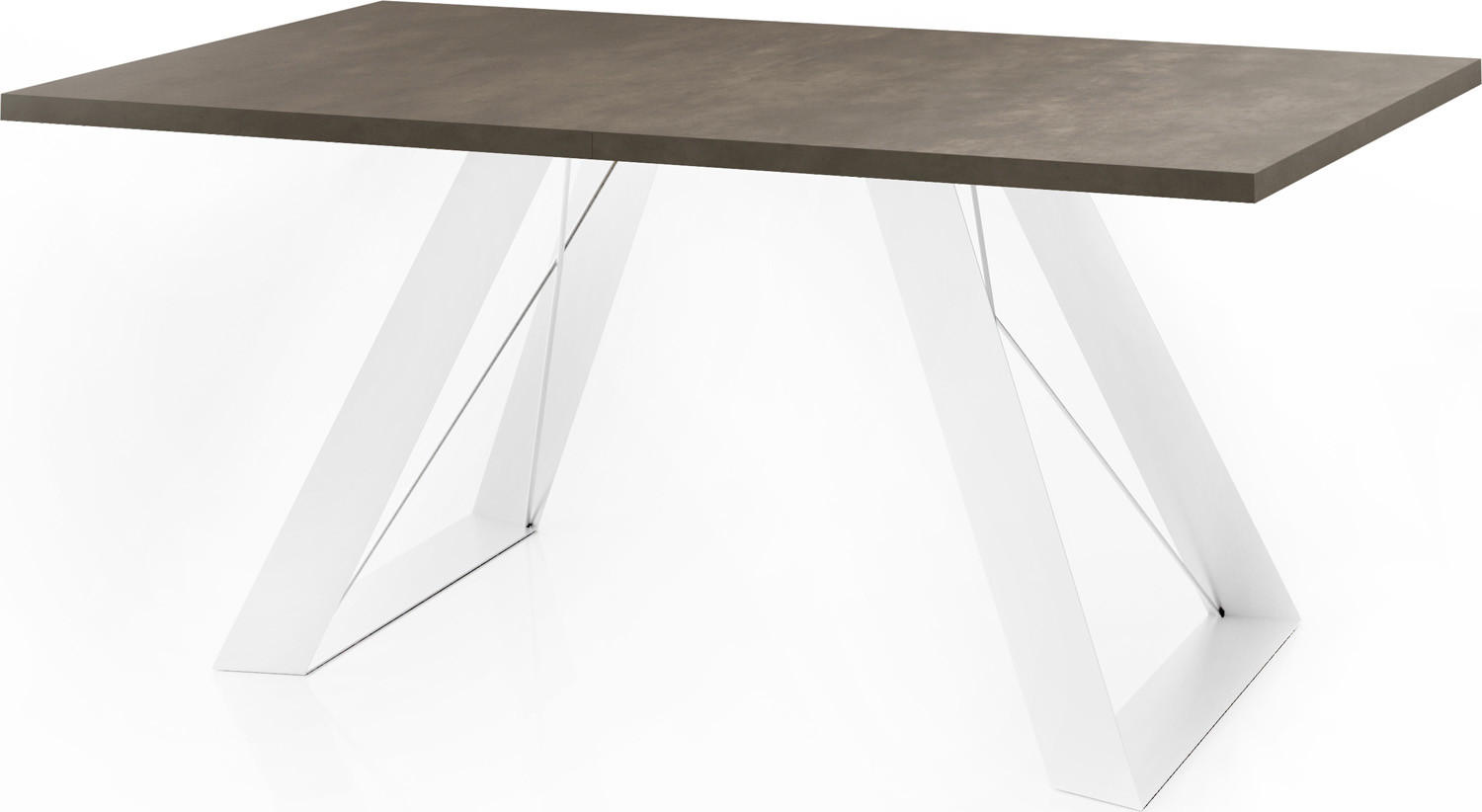 ESSTISCH Colter Weiß rechteckig ausziehbar, Dunkelgrauer Chicago Beton 140-240/80/76 cm - Dunkelgrau/Weiß, Holzwerkstoff/Metall (140/80/76cm) - WFL GROUP