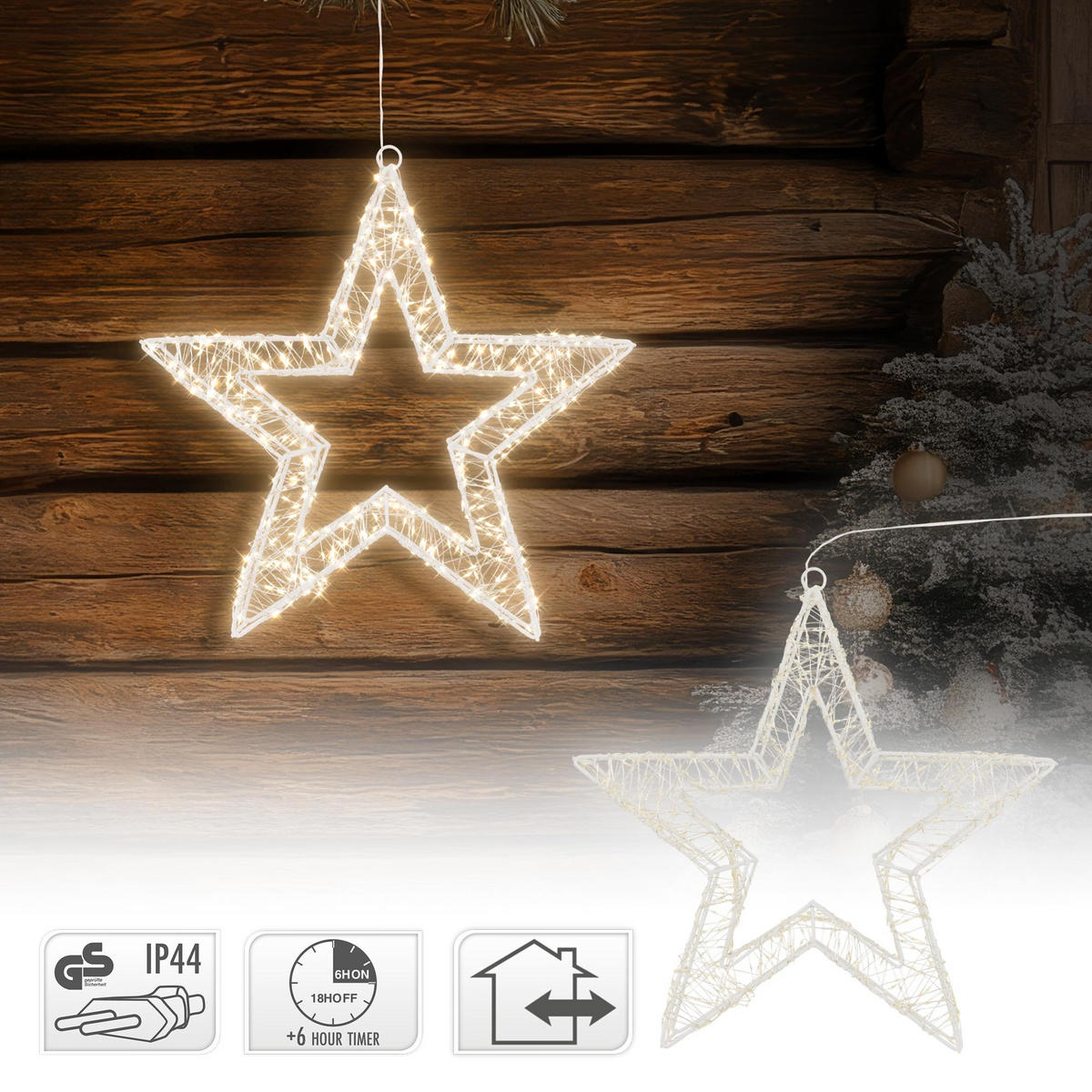 LED-DEKORATION Stern aus Draht 50 cm - Goldfarben, Metall (8/38/38cm) - Home Styling Collection
