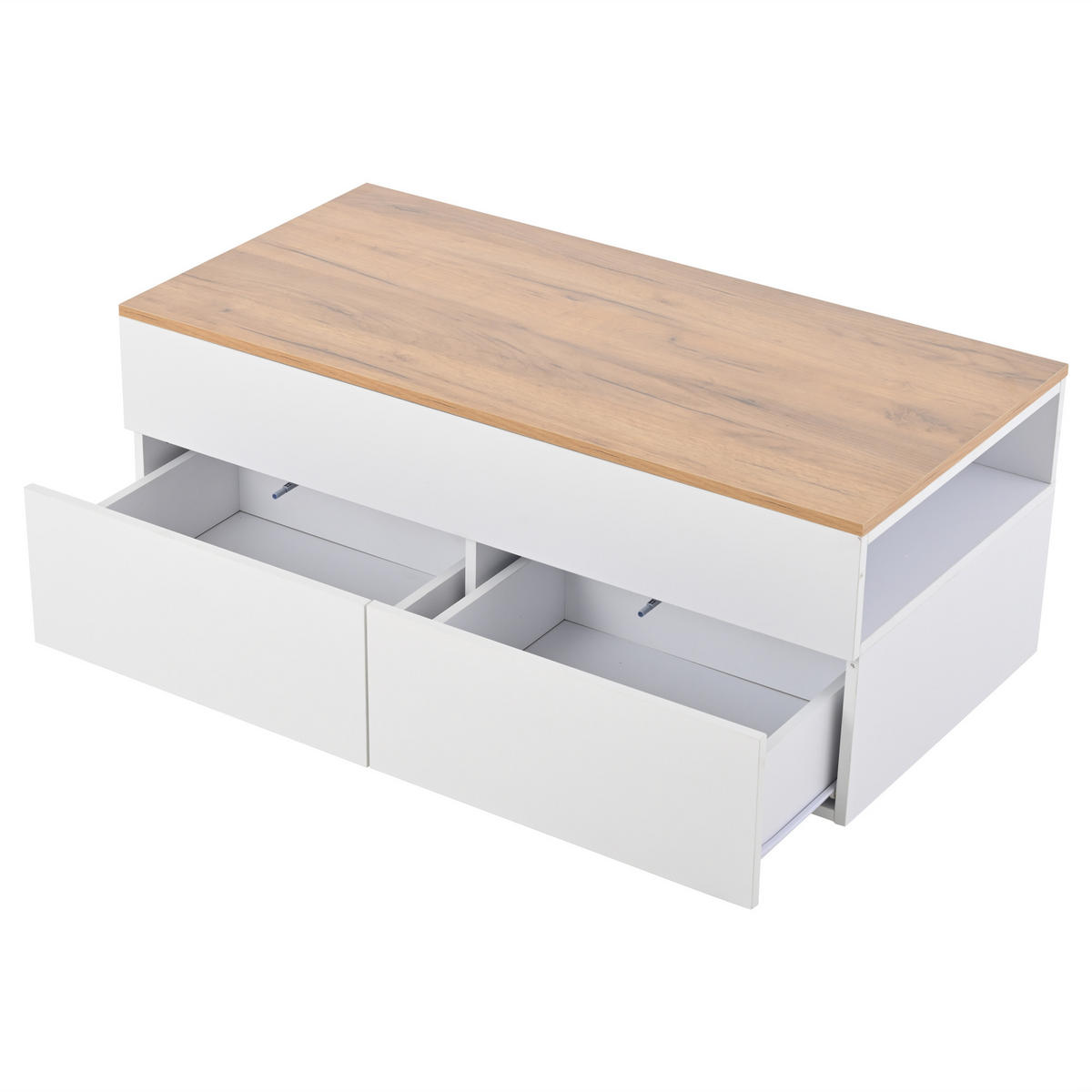 SCHREIBTISCH mit höhenverstellbarer Tischplatte und 2 Schubladen Weiß 100/50/40 cm - Weiß, Holzwerkstoff (100/50/40cm) - EVRYAE