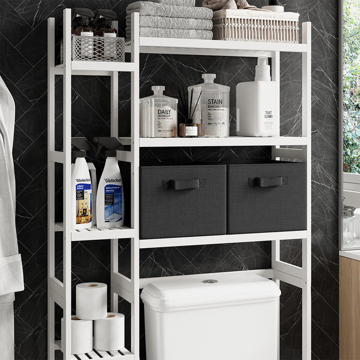 WASCHMASCHINENSCHRANK Bilbao Weiß 78.5 x 163 cm mit 2 Vliesschubladen - Weiß, Holzwerkstoff (78.5/163/23.5cm) - Vicco