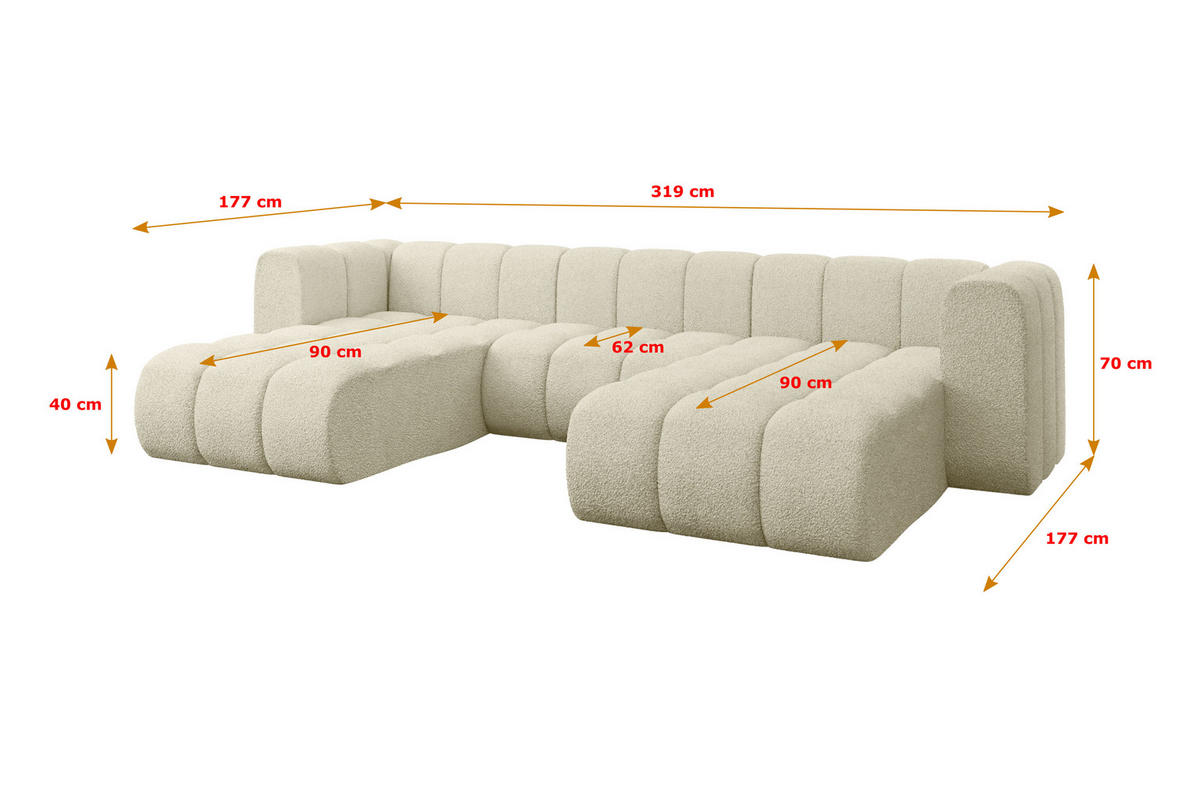 WOHNLANDSCHAFT modulares Sofa Joren-U1 - 319x177x70 cm Beige - Beige, Holzwerkstoff/Textil (319/70/177cm) - ALTDECOR