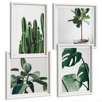 BILDER SET 4er Set - 50x50 cm & 40x60 cm Weißer Rahmen - Ästhetik tropischer Pflanzen - Weiß, Kunststoff (50/50cm) - TULUP