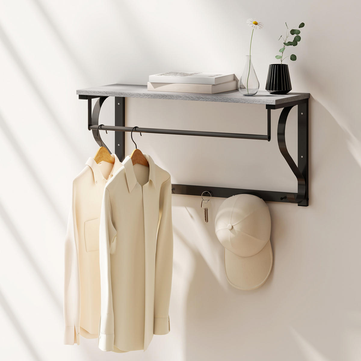 WANDGARDEROBE Grau 1 Stück - Grau, Holzwerkstoff (25/35.4/70cm) - GiPP