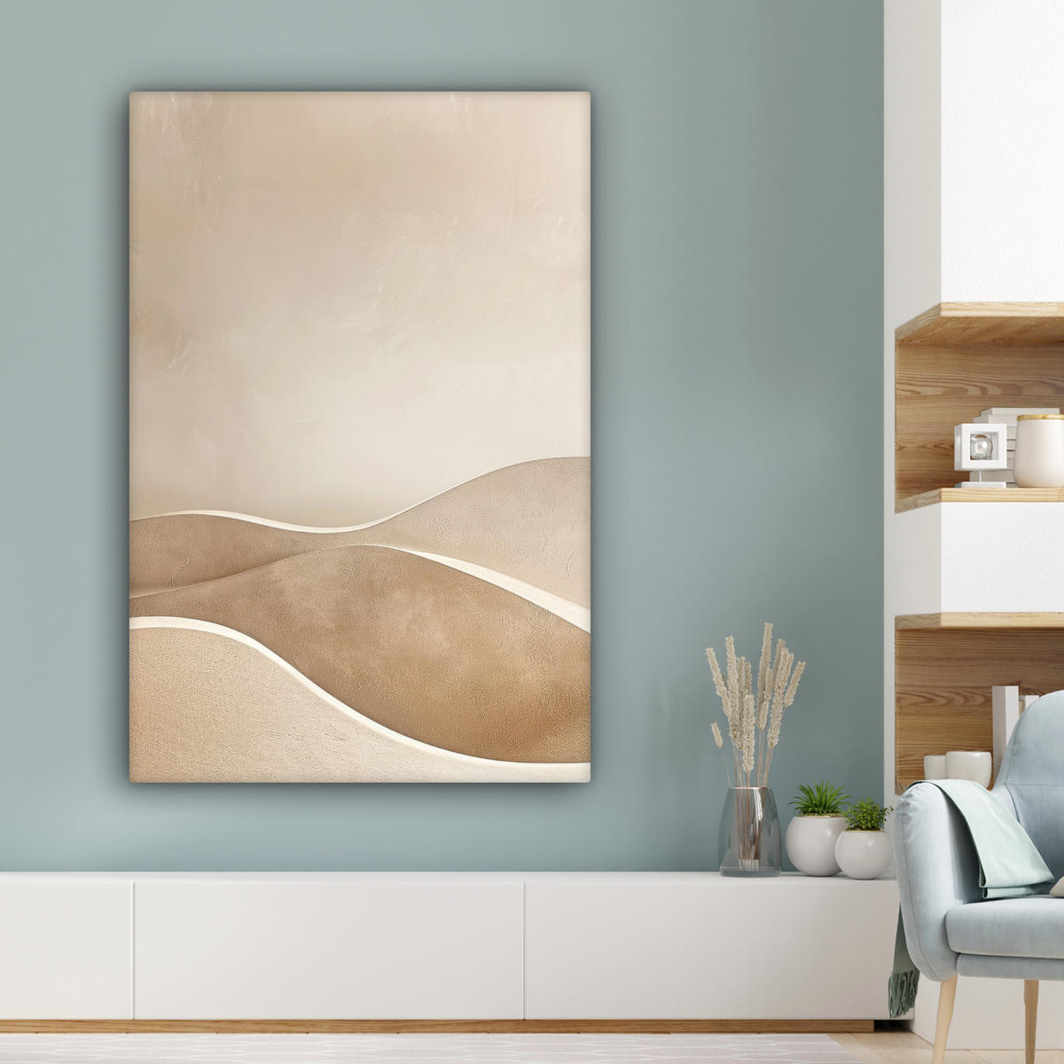 LEINWANDBILD Beige - Natur - Abstrakt - Modern 80x120 cm - Beige, Textil (80/120cm) - MuchoWow