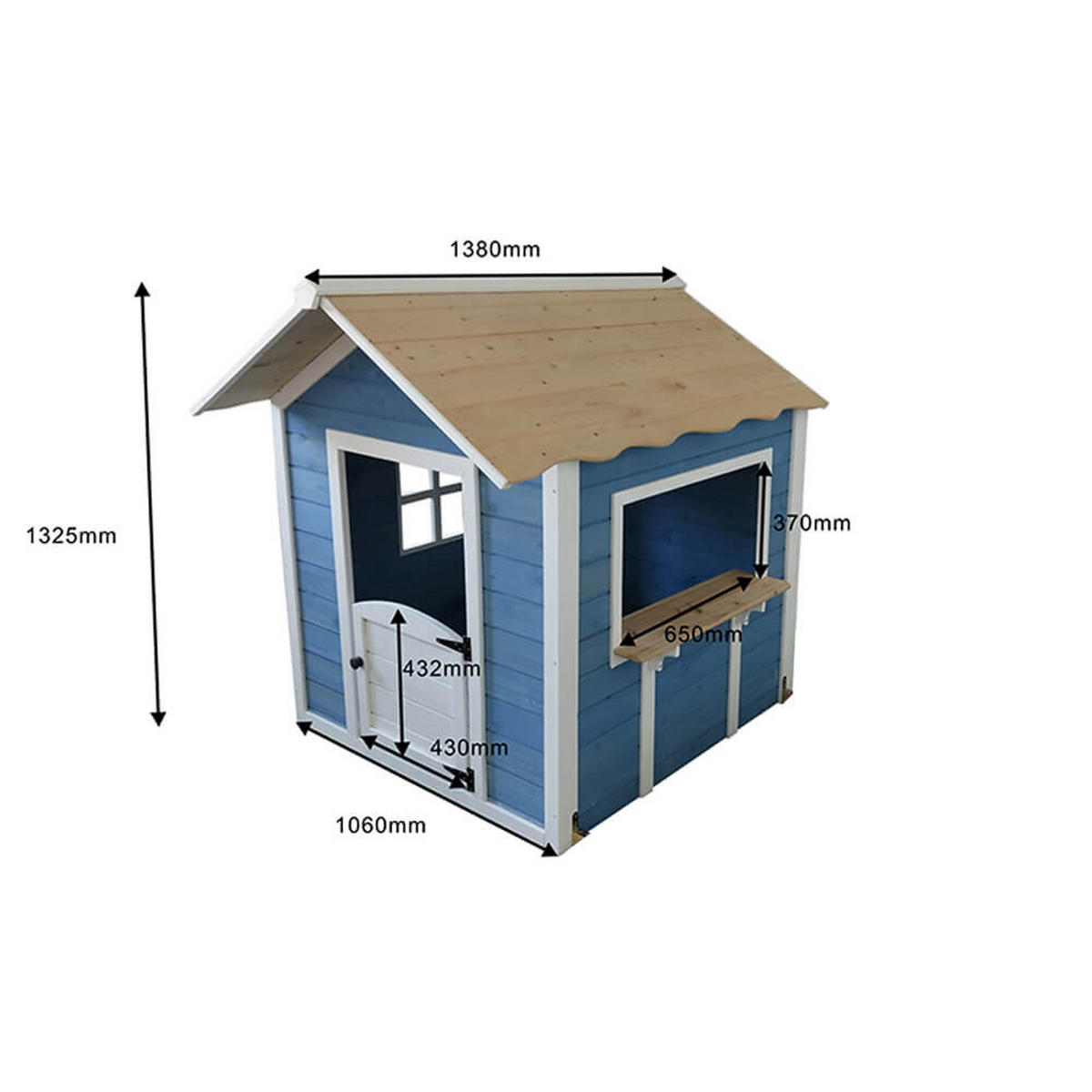 SPIELHAUS DER GROSSE PALAST - Farbe: Blau, Ausstattung: Ohne Bank - Blau, Holz (101/128/106cm) - Home Deluxe