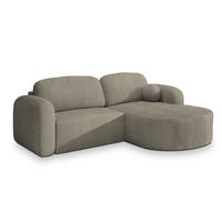 ECKSOFA AMILIA P R-S Beige Kordstoff mit Schlaffunktion - Beige, Holz (263/174cm) - MASSENO