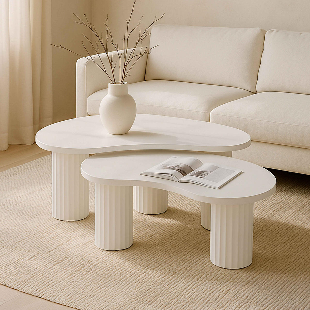 COUCHTISCH, Weiß - Weiß, Holzwerkstoff (100/60/38cm) - Oviala