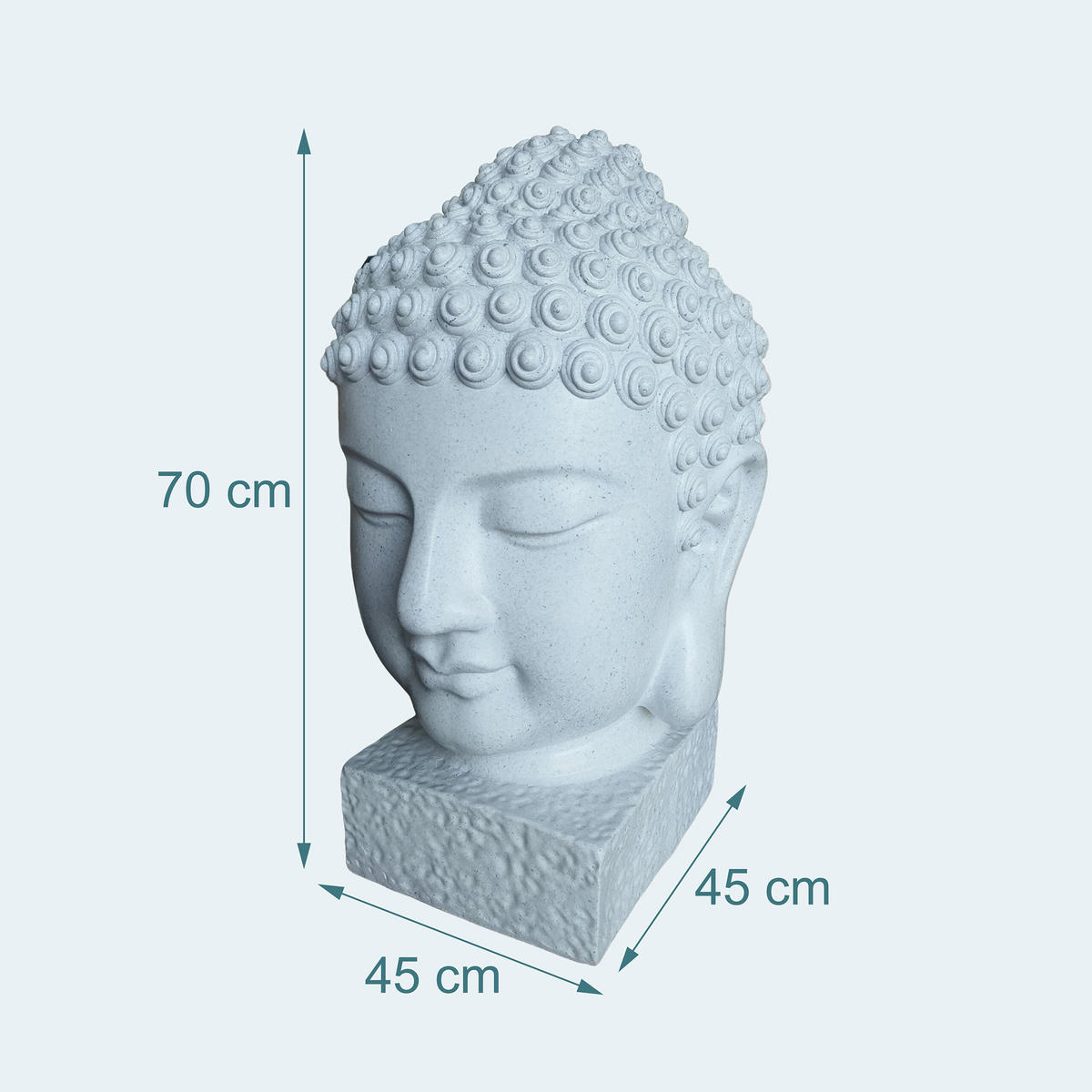 BUDDHA-KOPF - Weiß, Kunststoff (51.3/76.8/51.3cm) - Relaxdays