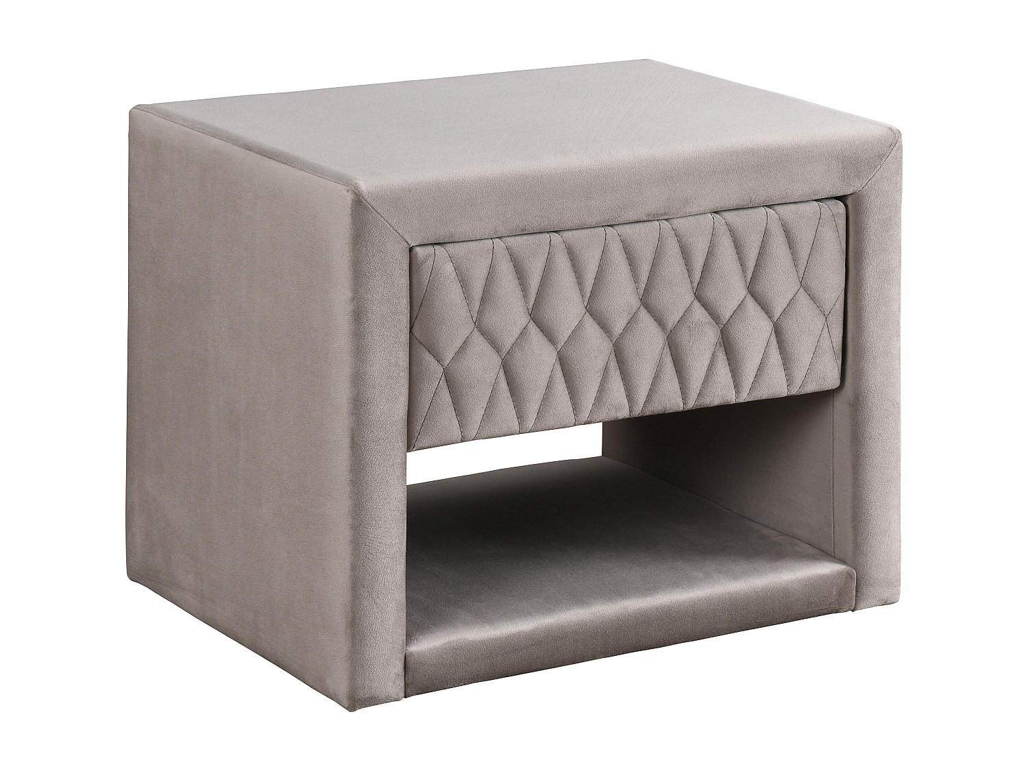 NACHTTISCH DANIELE – 1 Schublade & 1 Ablage – Samt – Beige - Beige, Textil (50/41/35cm) - Vente-Unique