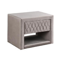 NACHTTISCH DANIELE – 1 Schublade & 1 Ablage – Samt – Beige - Beige, Textil (50/41/35cm) - Vente-Unique