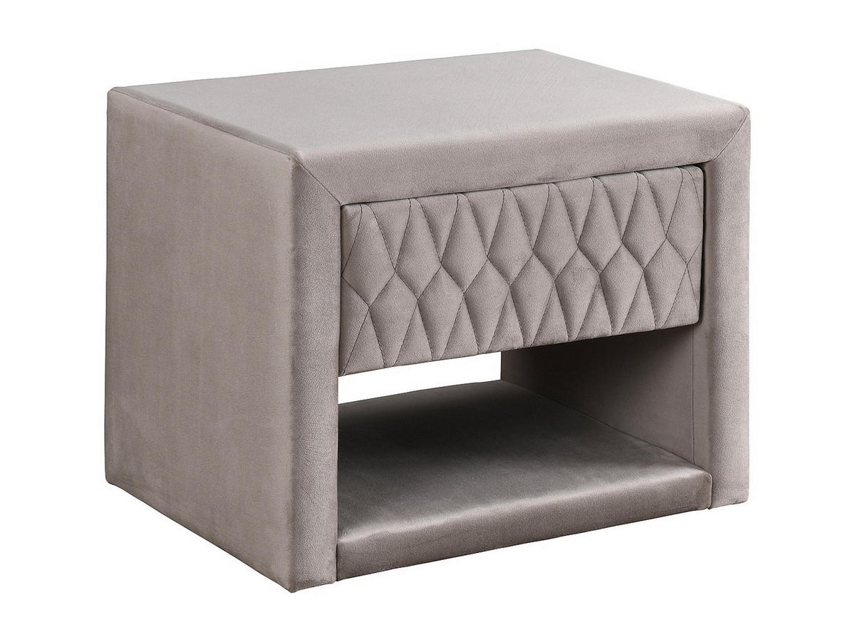 2ER-SET Nachttische DANIELE – 1 Schublade & 1 Ablage – Samt – Beige - Beige, Textil (50/41/35cm) - Vente-Unique