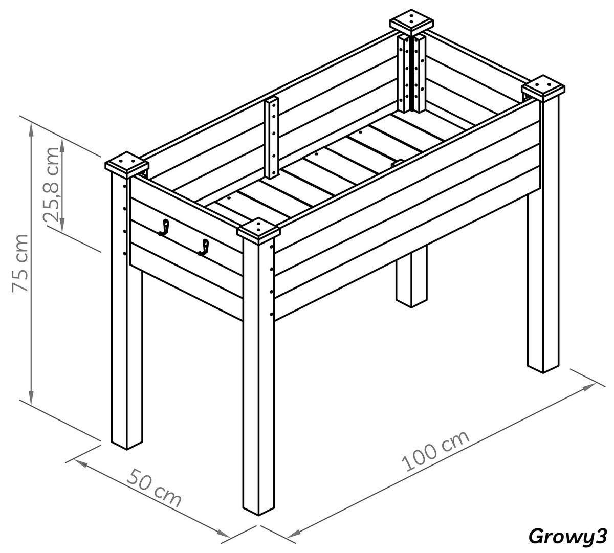 HOCHBEET aus Holz für Garten & Balkon, rechteckig mit Vlies-Folie - Braun, Holz (100/75/50cm) - needs&wants