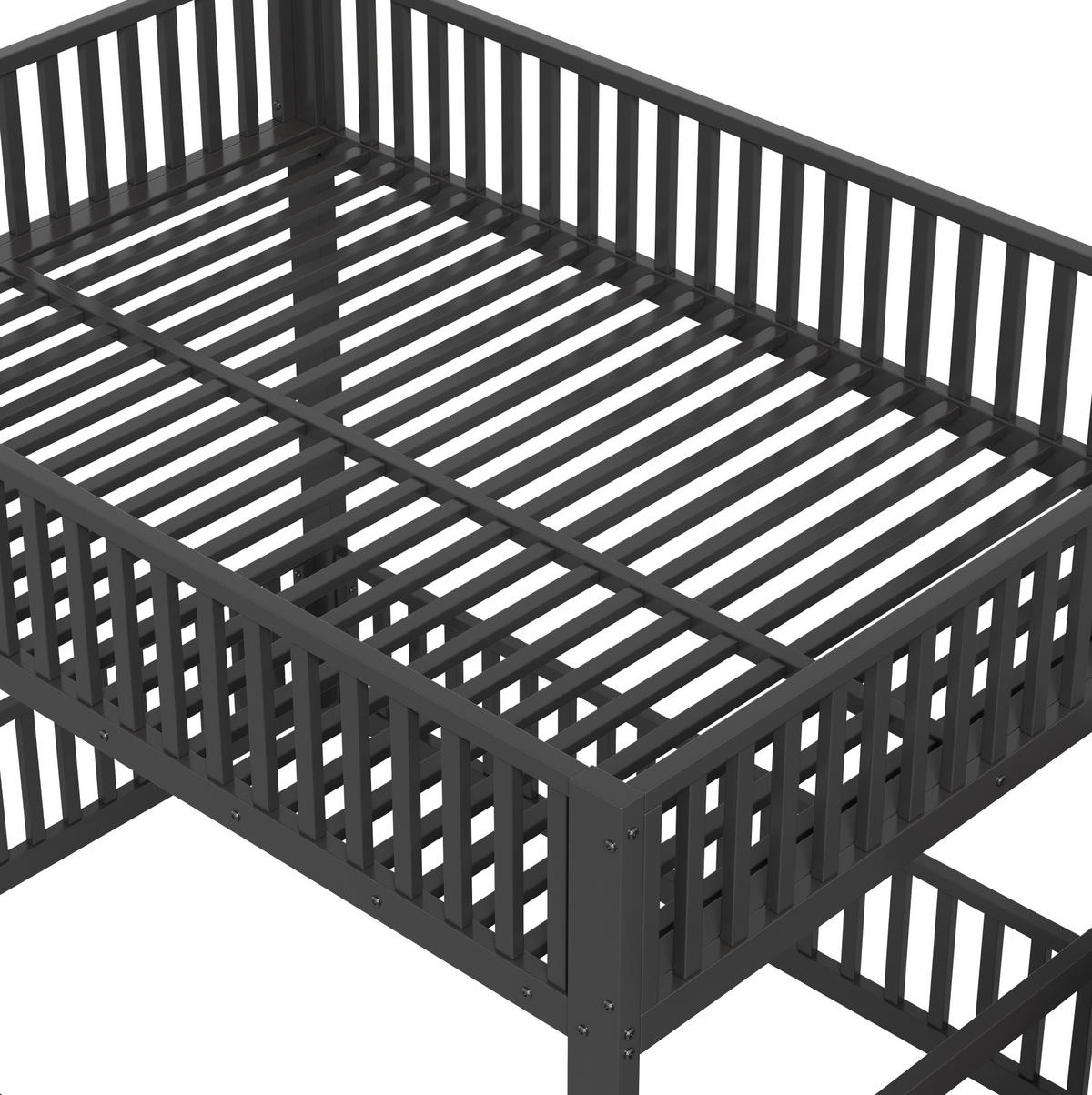 ETAGENBETT 140/200 cm aus MDF und Metall mit LED, Schwarz - Schwarz, Metall (140/200cm) - OKMYHOME