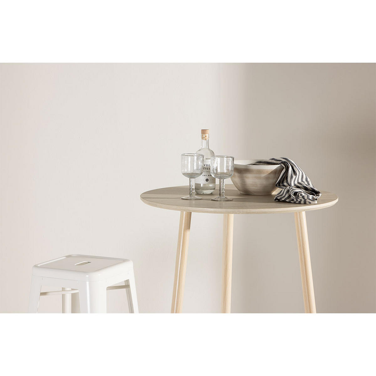 BARTISCH, Plaza, Whitewash, MDF, 70 x 70 x 105 cm - Weiß, Holzwerkstoff/Metall (70/70/105cm) - ebuy24