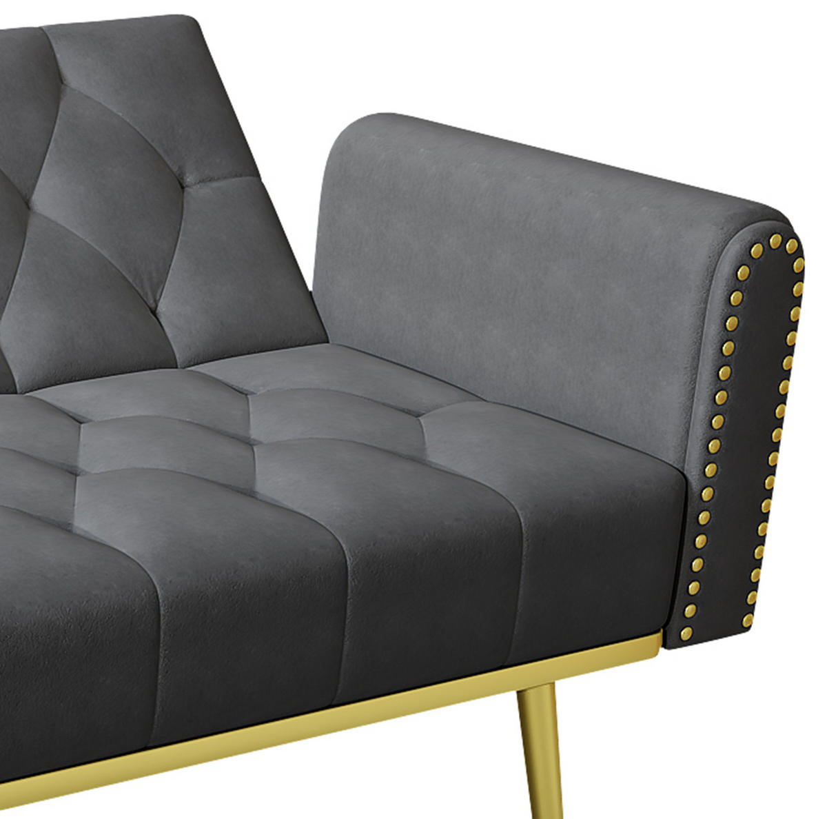 SCHLAFSOFA mit Liegefunktion 175 x 80 cm Samt Grau - Grau, Kunststoff (175/73.5/80cm) - Meubliv