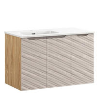 WASCHTISCHKOMBI 90cm 3 Teile - Ocean Beige O BM439 in Beige / Geölter Eiche - Beige, Holz (90/57/46cm)