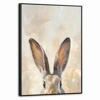 LEINWAND Bilder mit Rahmen - Hase - Ohren - Braun - 60x80 - Beige, Textil (60/80cm) - MuchoWow