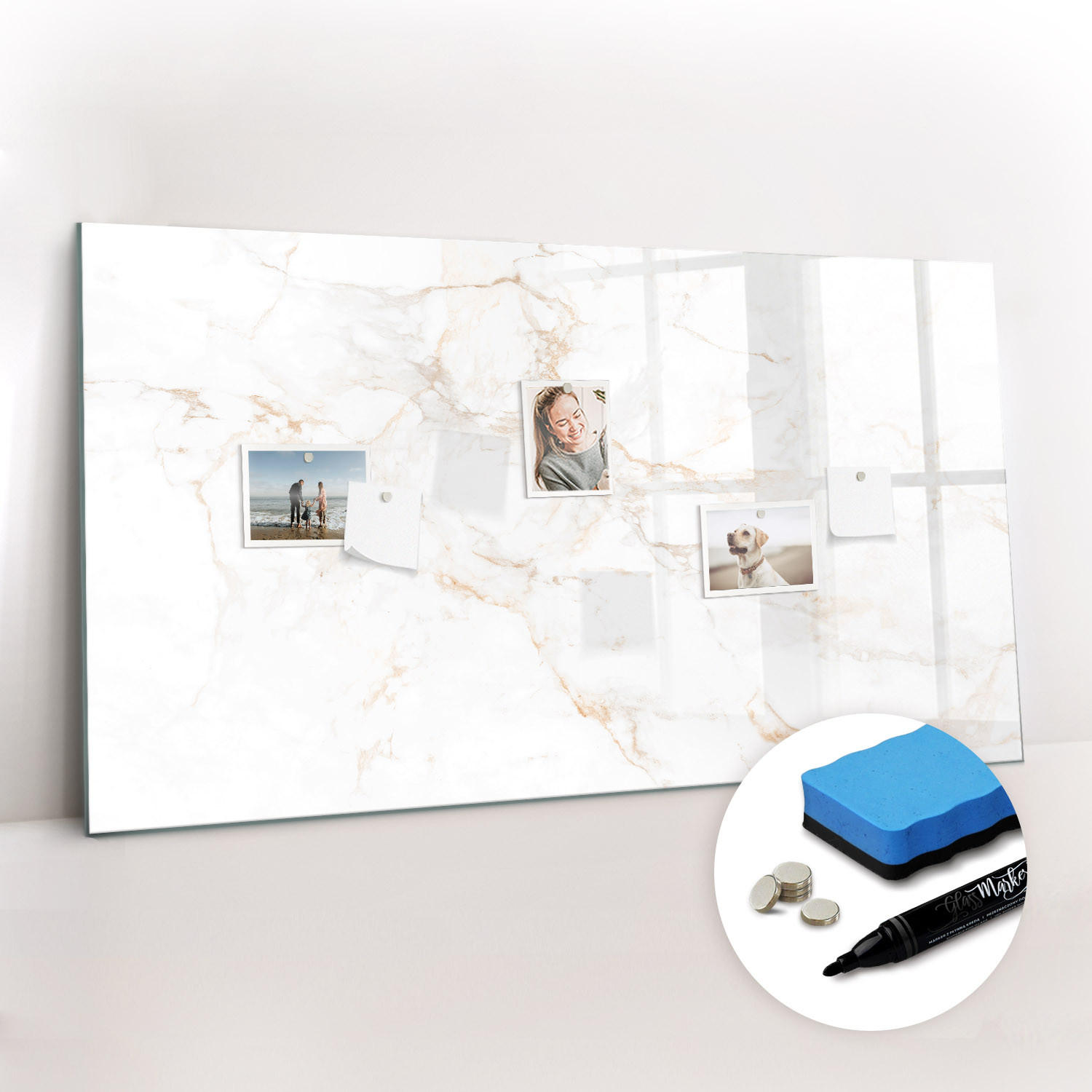 MAGNETTAFEL 120x60 Edler Marmor - Weiß, Glas (120/60/0.4cm) - TULUP