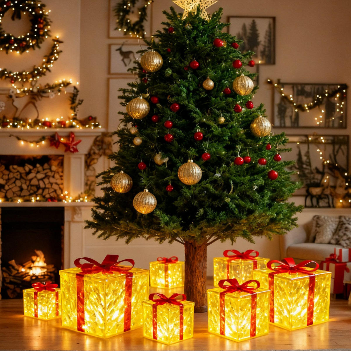 WEIHNACHTSGESCHENKBOX BREMEN Ⅲ 25/1/25 cm - Rot, Kunststoff (25/25/25cm) - Nettlife