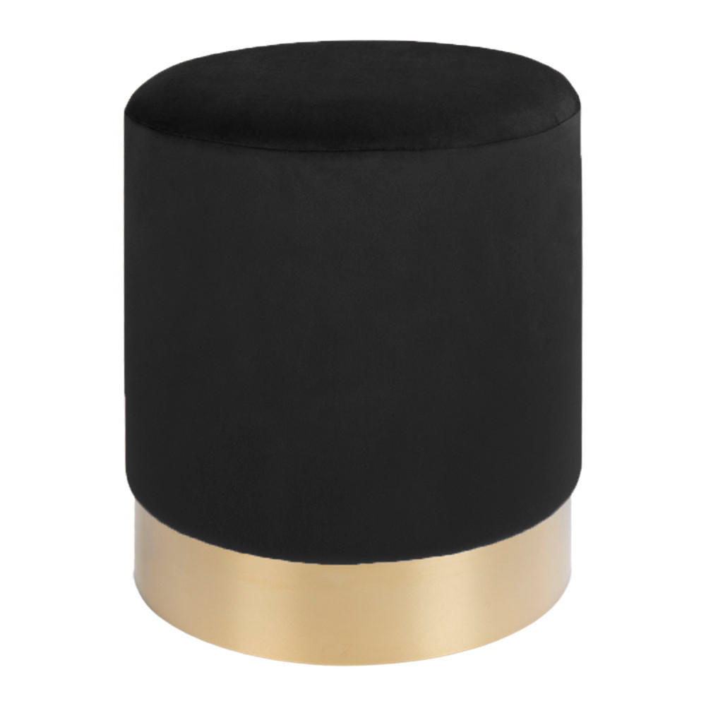 POUF schwarz Velour - Schwarz, Holzwerkstoff (34/43/34cm) - ebuy24