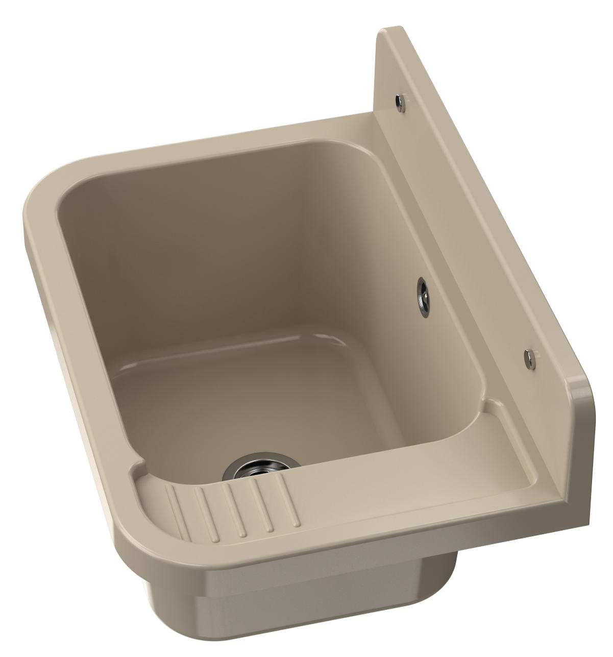 SPÜLBECKEN Paron mit Siphon - Beige, Kunststoff (50/34/31cm) - Granitan