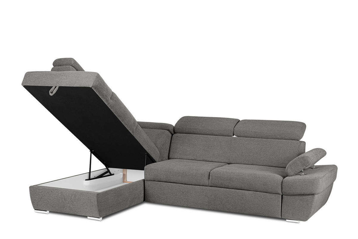 SCHLAFECKSOFA RATLO links 4/5-Sitzer mit Bettkasten, grau - Silberfarben/Grau, Textil (270/190cm) - KONSIMO®