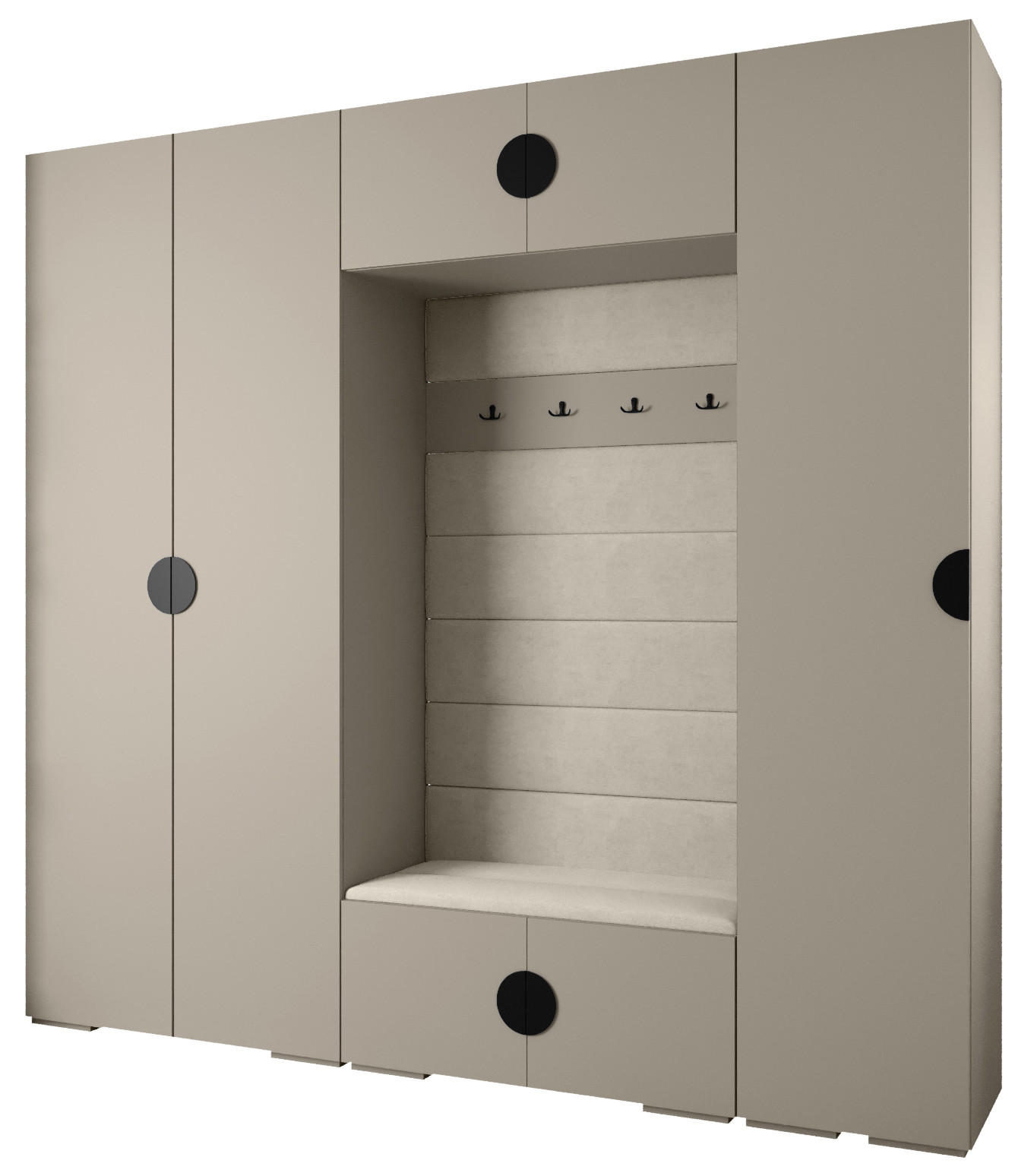 Abiks Möbel Garderoben-Set Kaschmir, Beige, Schwarz 250x236.7x47 cm