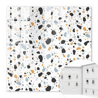 SCHLÜSSELBOX Weiß 30x30 cm – Türöffnung nach rechts - Terrazzo-Muster - Schwarz, Metall (30/30/5cm) - TULUP