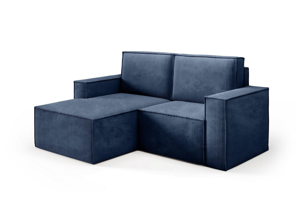 ECKSOFA Orto Dunkelblau, Zweisitzer Kordecksofa linke seite - Dunkelblau, Holzwerkstoff/Textil (180/141cm) - Bettso