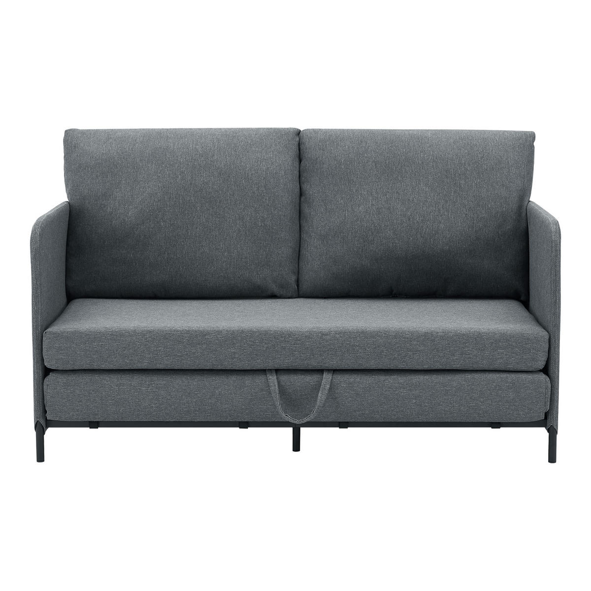 ROZKLÁDACÍ POHOVKA Soini - tmavě šedá, kov/textil (125/78/67cm) - [en.casa]