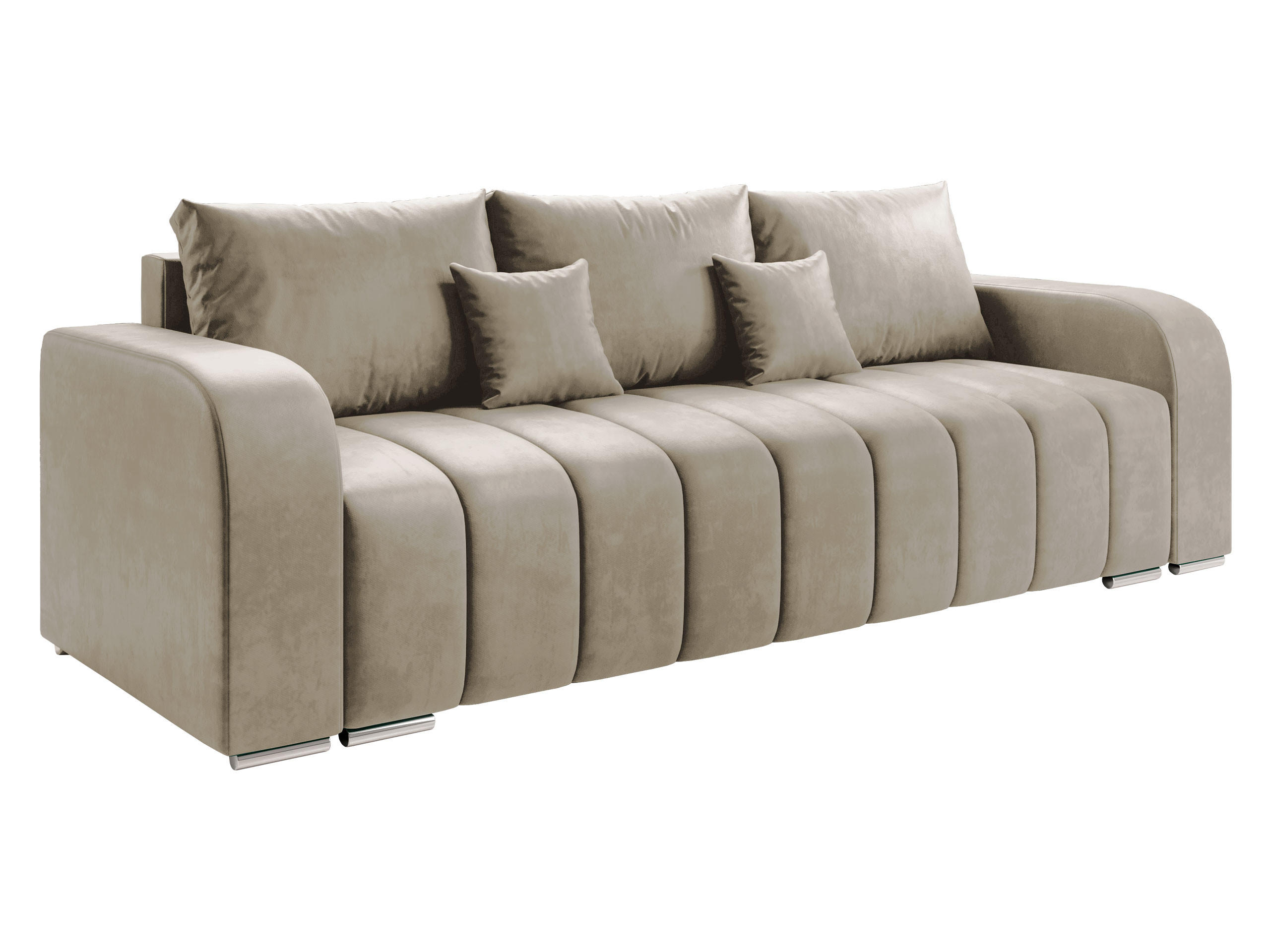 SCHLAFSOFA Pufetto - Beige/Silberfarben, Holz/Textil (244/86/90cm) - MIRJAN24