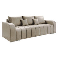 SCHLAFSOFA Pufetto - Beige/Silberfarben, Holz/Textil (244/86/90cm) - MIRJAN24