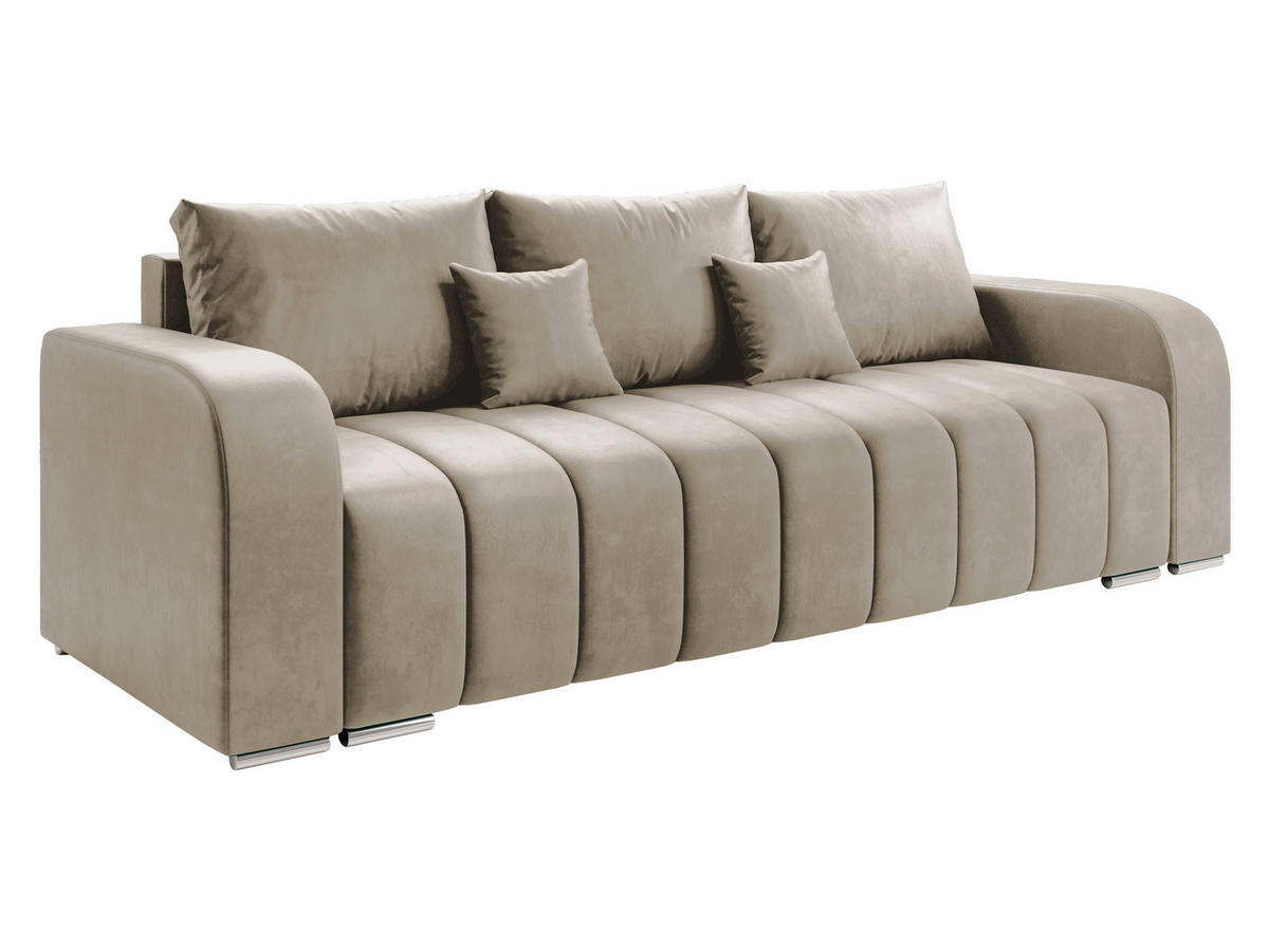 SCHLAFSOFA Pufetto - Beige/Silberfarben, Holz/Textil (244/86/90cm) - MIRJAN24