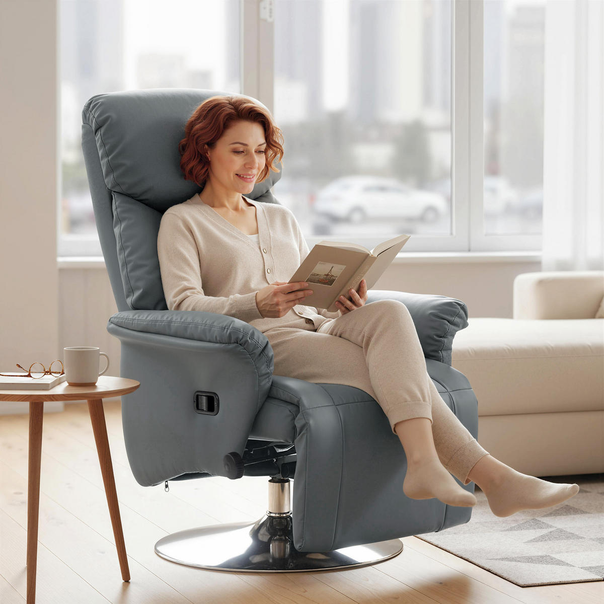 RELAXSESSEL DE-15439 360° drehbar mit 130° Neigung Grau - Grau, Metall (78/109/80cm) - ComfortXL