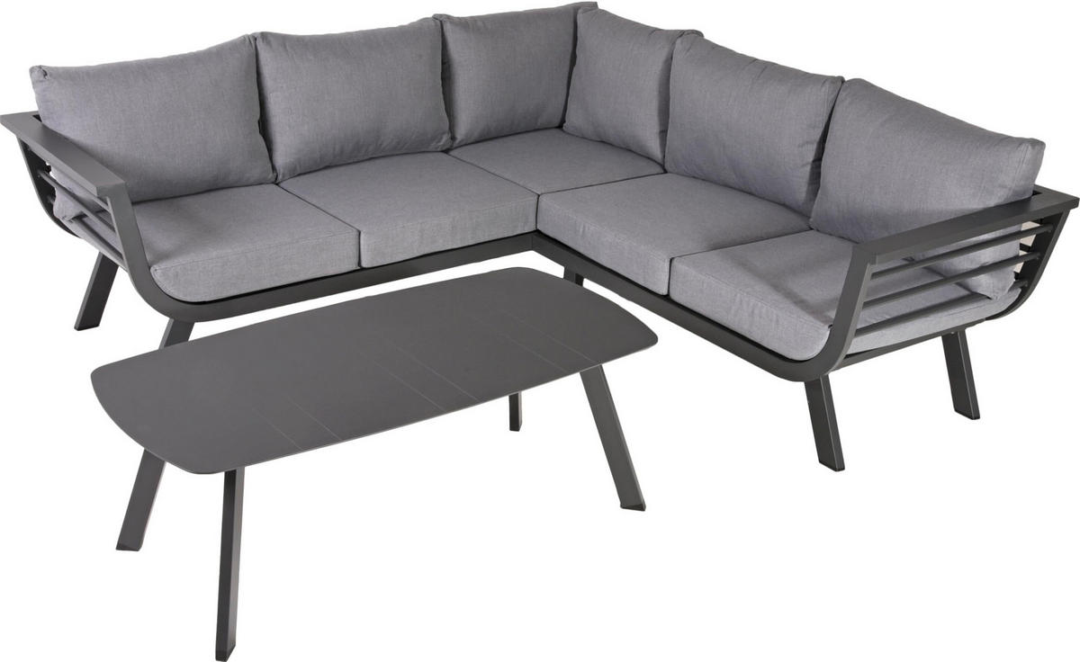 GARTENLOUNGESET Gerrit Gartenmöbel - Grau, Kunststoff - DELUKE