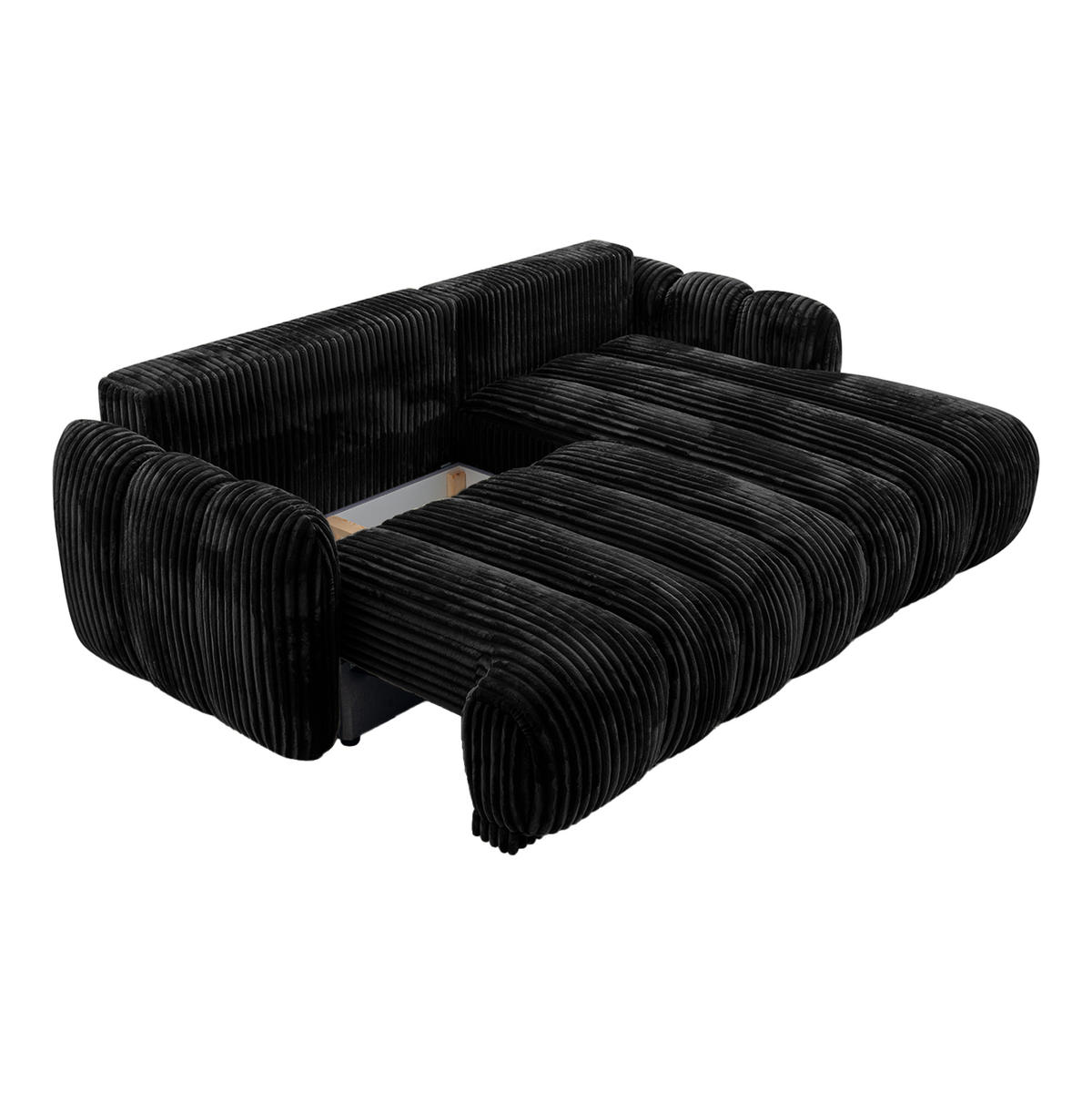 ECKSOFA CAMILO mit Schlaffunktion, Schwarz - Schwarz, Textil (220/150cm) - Fedve