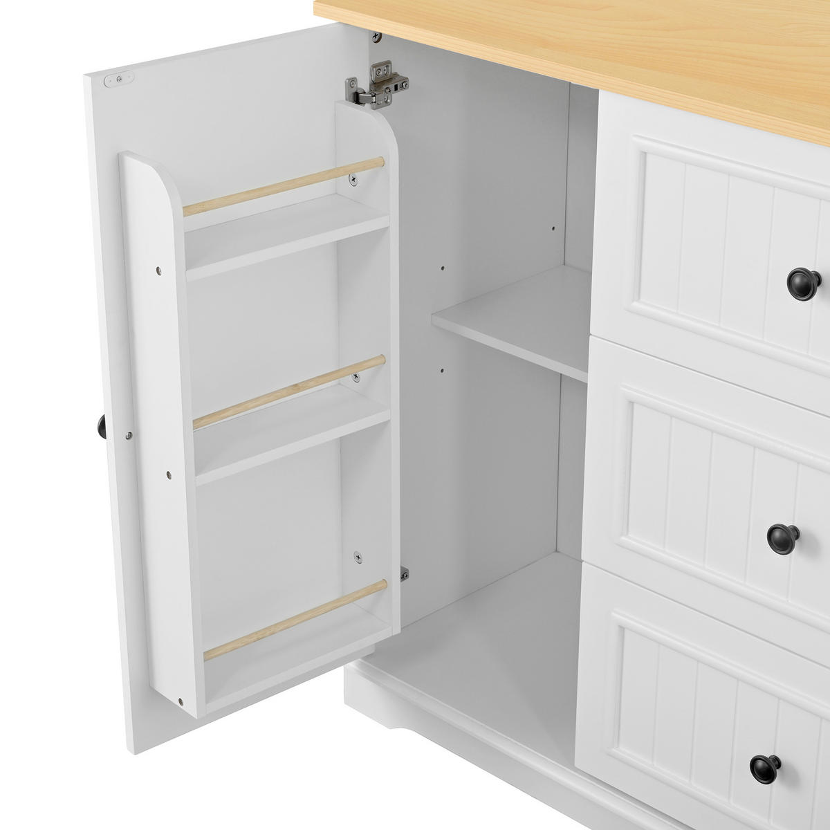 SIDEBOARD mit 3 Schubladen und 2 Türen Verstellbaren Böden,Weiß - Weiß, Holzwerkstoff/Metall (126/86/40cm) - EVRYAE