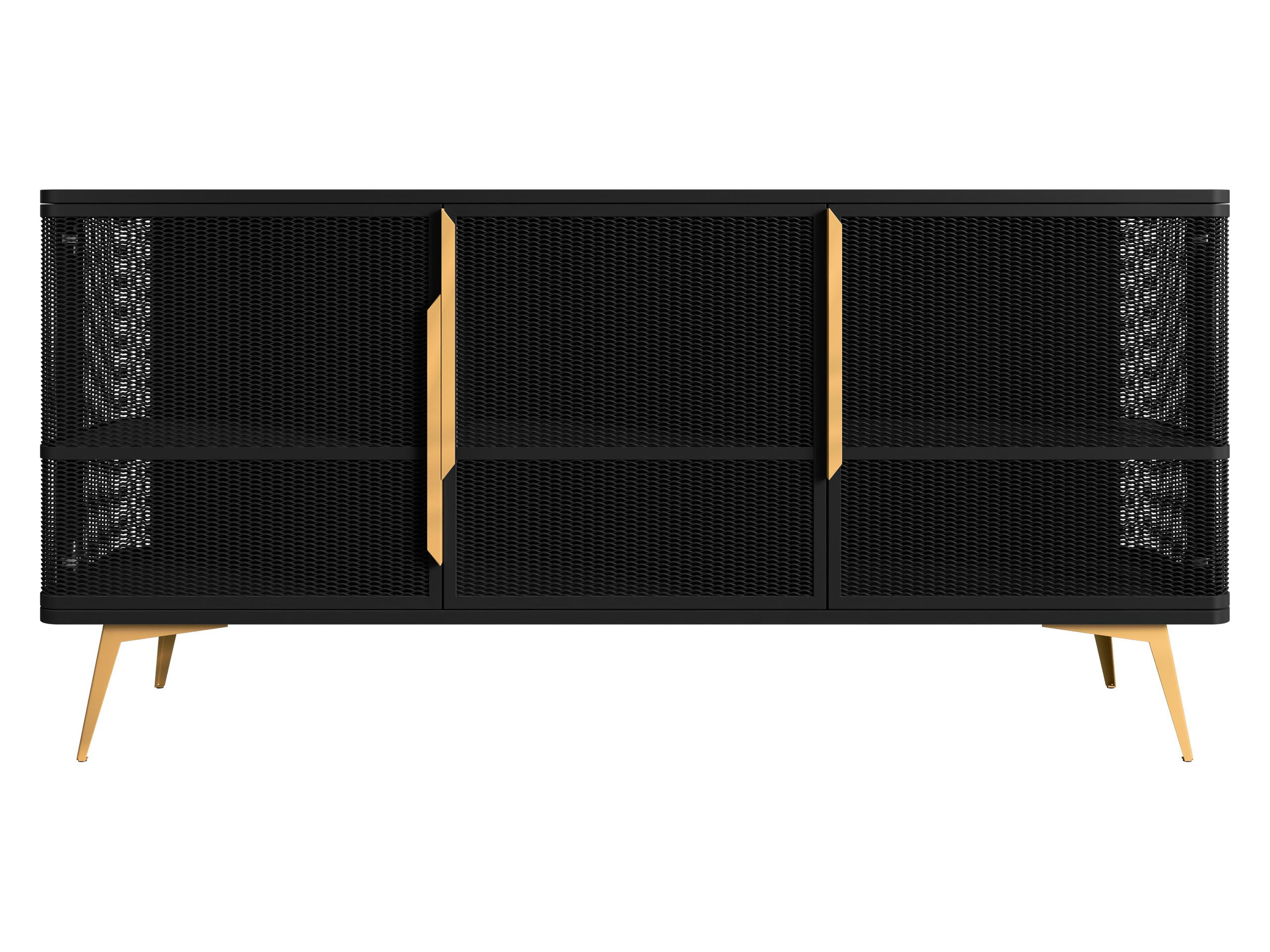 SIDEBOARD Modera 3 - Goldfarben/Schwarz, Holzwerkstoff/Metall (180/85/40cm) - MIRJAN24